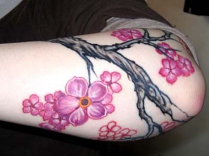 Cherry Blossom Elbow Tattoo